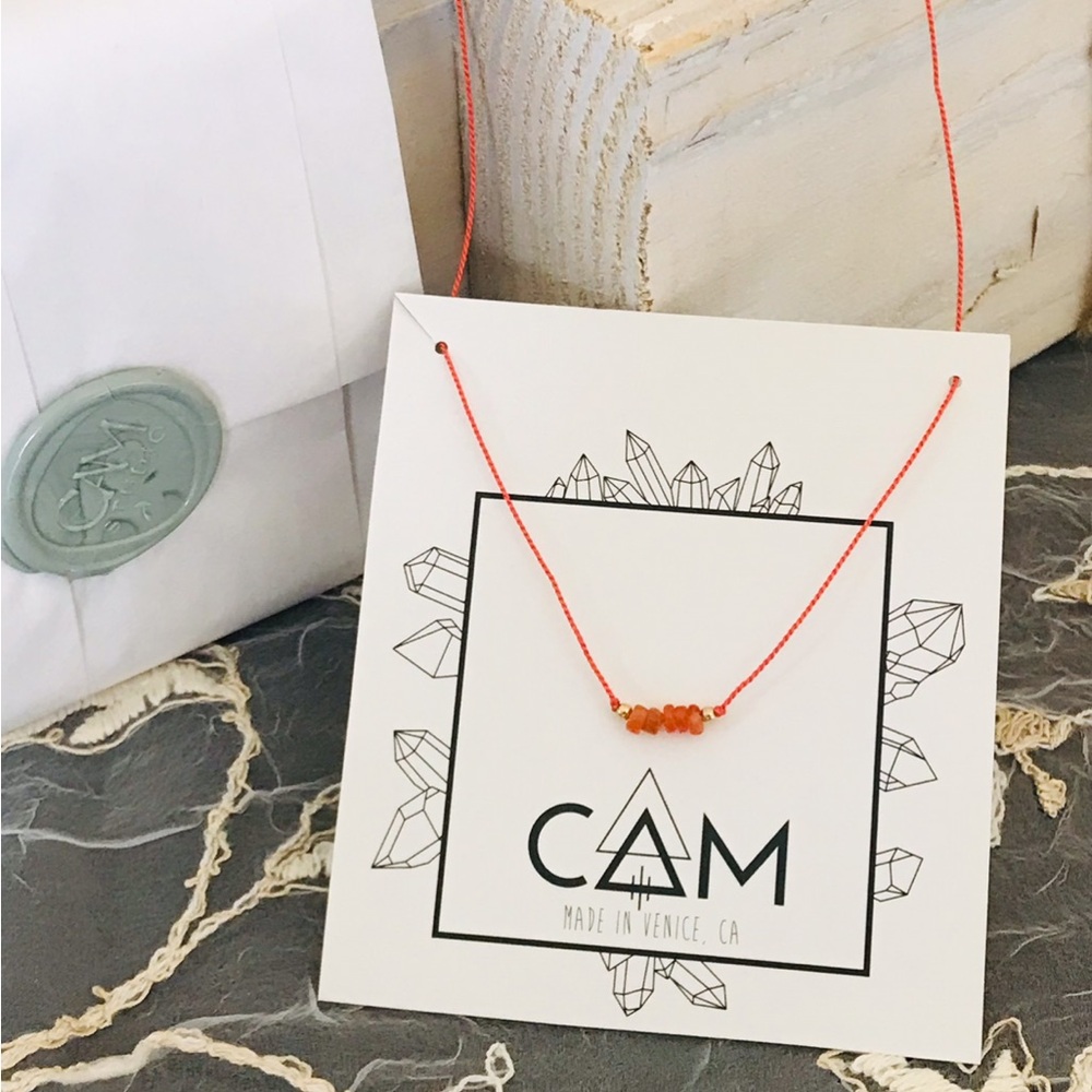 CAM carnelian stone single strand necklace, NIB